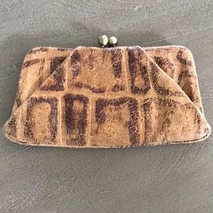 Hobo leather animal print clutch